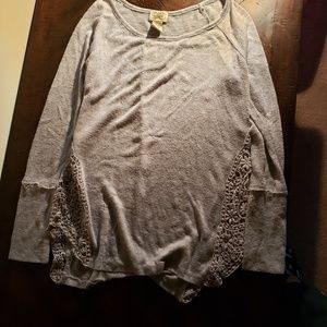 Gray Shirt With Lace